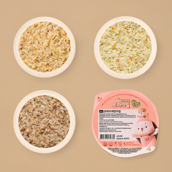 닥터리의 로하스밀 (4팩) 한우 15% 고함량 14개월 이상 유아식 이유식 대용량 맛보기 세트, 200g, 4개, 유아기 맛보기 A세트