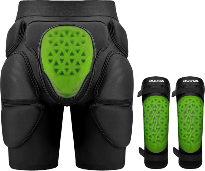 루비바 엉덩이보호대 + 무릎보호대 세트 스노우보드 스키 인라인 스케이트, 블랙, 1개