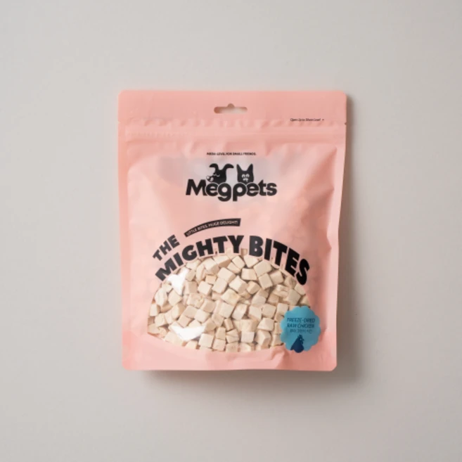 메그펫츠 마이티 바이츠 퓨어 크런치 트릿 무첨가 동결 건조 반려견 강아지 건강 간식 기호도, 치킨, 150g, 1개 - 쿠팡