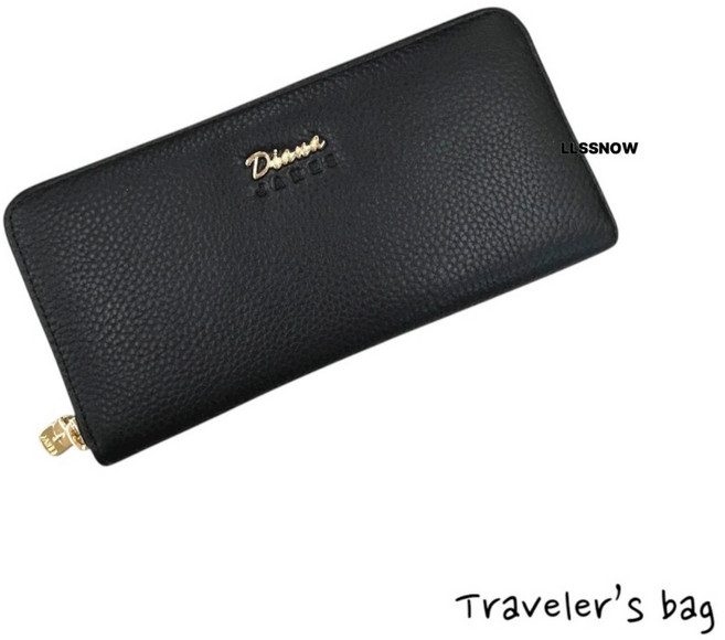 Diana 黛安娜 真皮單拉鍊長夾 牛皮材質 黑色小款 尺寸19x9.5x2.5公分