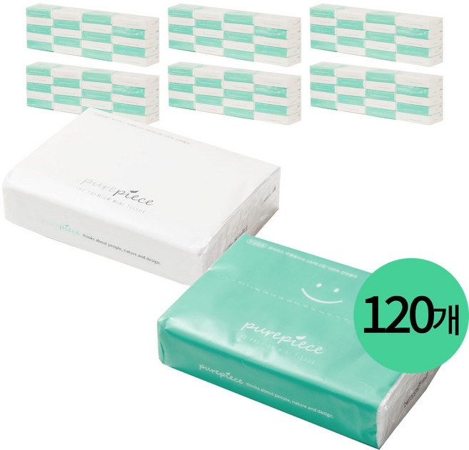 퓨어피스 먼지없는 여행용티슈 100매입 120개