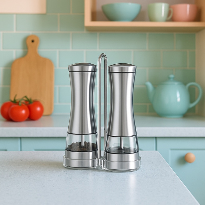 마리슈타이거 프라임 전동 소금후추그라인더 스테인레스 페퍼밀, 2개, 100ml