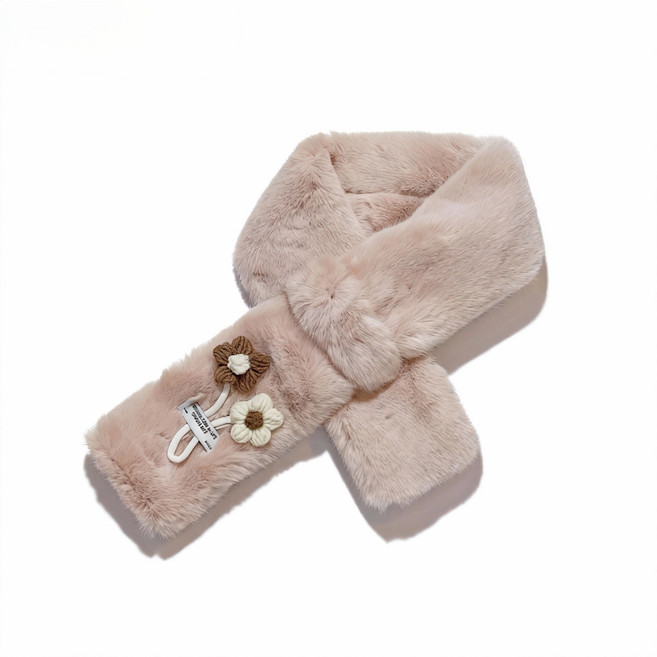 캔디스토어 부드러운 프리밍크 플라워 퍼머플러 여자 겨울 패션 보온 목도리