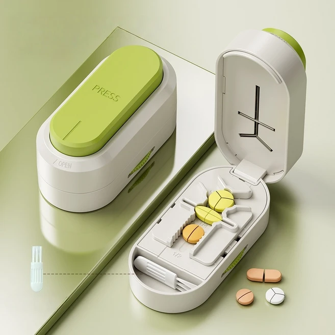 휴대용 멀티 알약 커팅기 보태니컬 그린, 1개 - 쿠팡