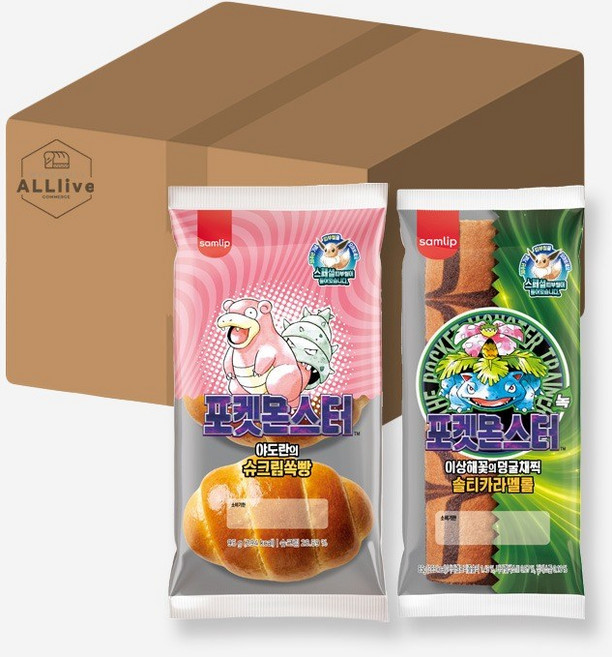 삼립 간식 30주년 포켓몬빵 총10개 이상해꽃 카라멜롤 85g 5개 야도란의 슈크림쏙빵 95g 5개