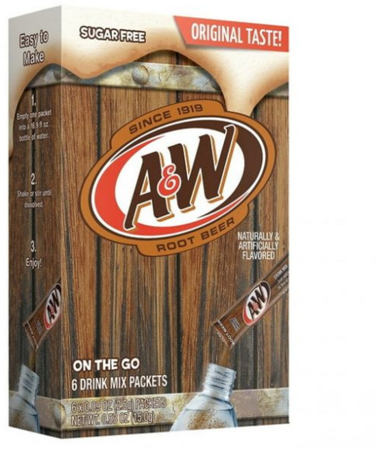루트비어 무설탕 파우더 드링크 믹스 6개입 4 팩 (24 개입) A&W Root Beer Powder Drink Mix, 루트비어 무설탕 파우더 드링크 믹스 6개입 4 팩 (2
