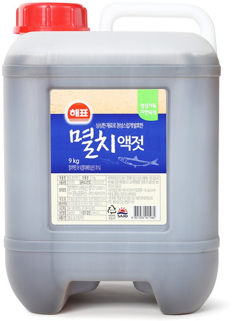 해표 멸치액젓, 9kg, 6개