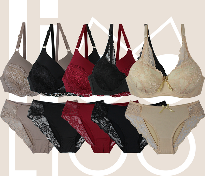 [루즈메르] 노와이어 레이스 브라 팬티 10종 속옷 세트