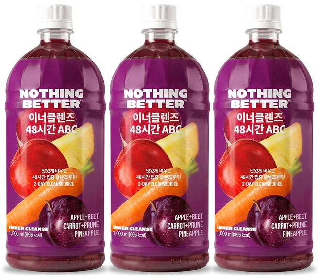 낫띵베럴 이너클렌즈 48시간 공복 클렌즈 디톡스 ABC주스, 3개, 1L