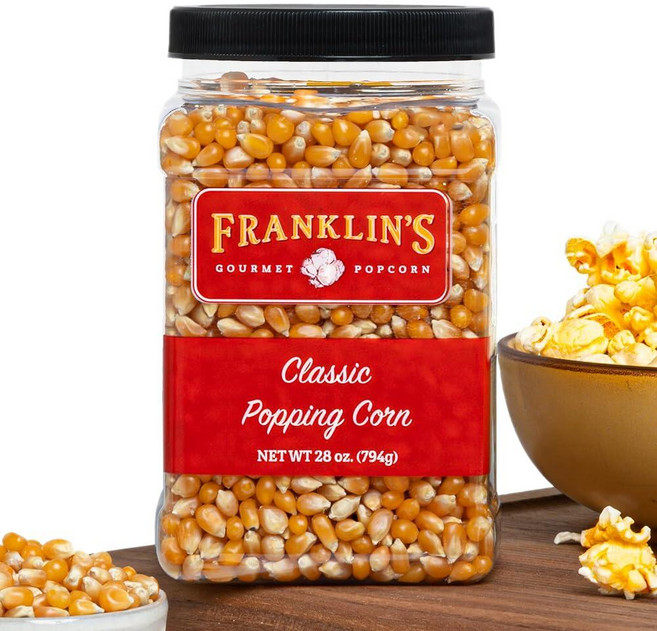 Franklin's Gourmet Popcorn 793.8g(28온스) 터브 클래식 팝콘 알갱이 - 미국산 GMO 프리 및 천연 - 팝콘 기계용 올드 패션 팝콘 알갱이, Franklin's Gourmet Popcorn 793, 1개