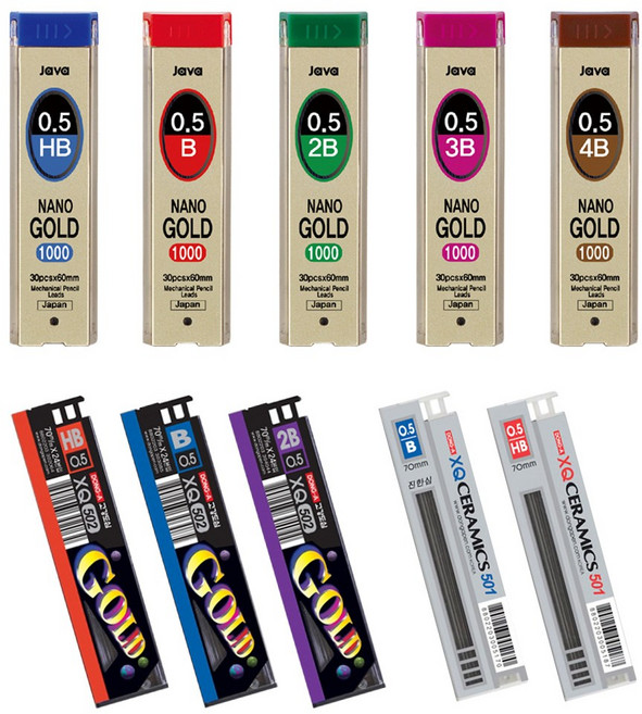 0.5mm 샤프심 세라믹/골드/자바나노, 01) 세라믹 샤프심, HB 0.5mm (12개입)
