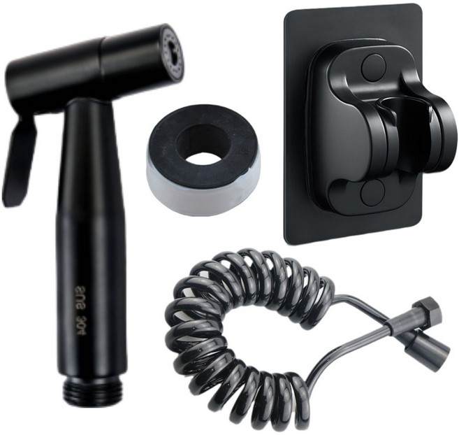 제이에스맘 스텐 베란다 욕실 스프레이건 화장실 청소건 5m 호스 블랙 4종 세트, 1개