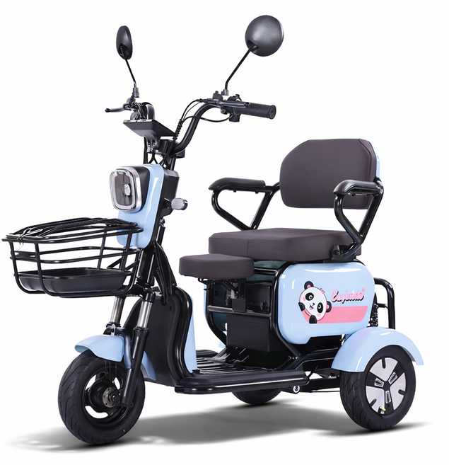 실버테크 안전한 삼륜 노인 전동차 탈부착 배터리 노인용 어르신 전동스쿠터 전동차, 스카이블루