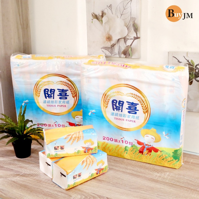 BuyJM 開喜加大尺寸可溶水抽取衛生紙(200張)-台灣正隆紙, 1個