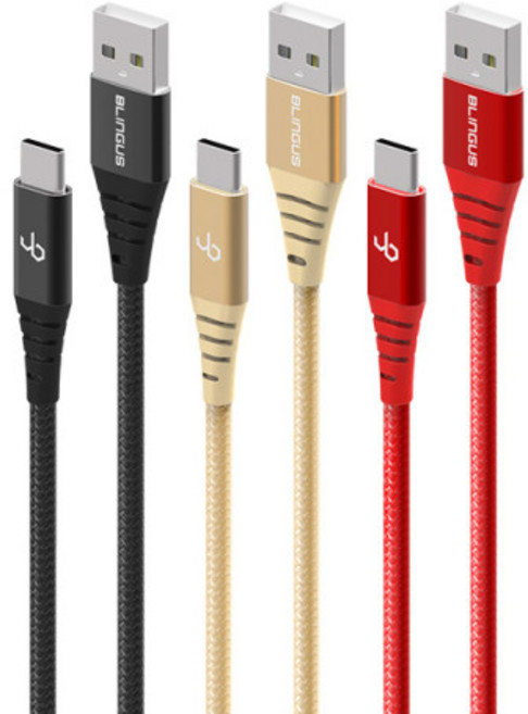 블링어스 쉴드 메탈 USB C타입 고속 충전케이블 30CM 1M 2M 3M 케이블, 1개, 레드 3M