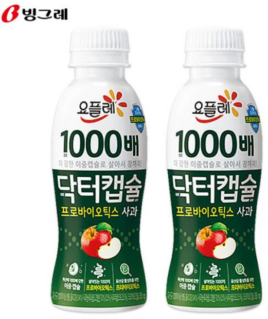 빙그레 요플레 닥터캡슐 사과 플레인 베리믹스 130ml 24입, 빙그레 닥터캡슐 사과 130ml, 24개, 24개