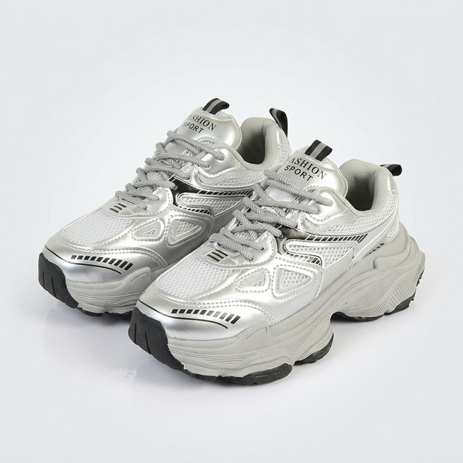 [트리샤] 매쉬 6Cm 통굽 어글리 패션운동화 스니커즈 BK C-1