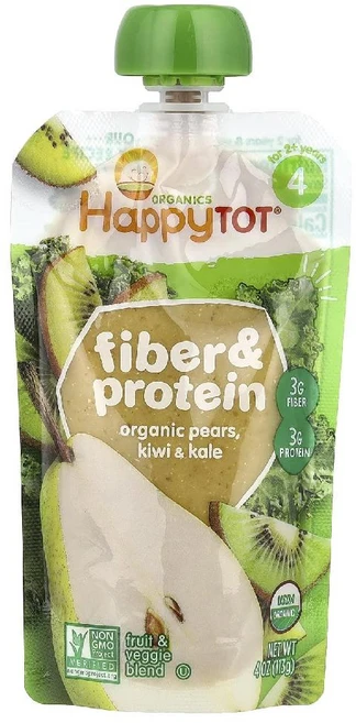 해피패밀리 단백질 섬유소 Happy Tot 키즈 어린이 24개월 배 키위 케일 퓨레113g, 113g - 쿠팡