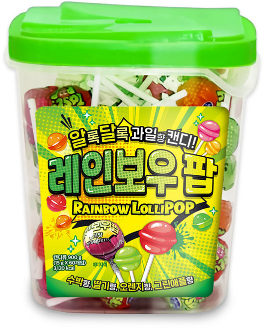 레인보우 팝 막대사탕 60p, 900g, 1개