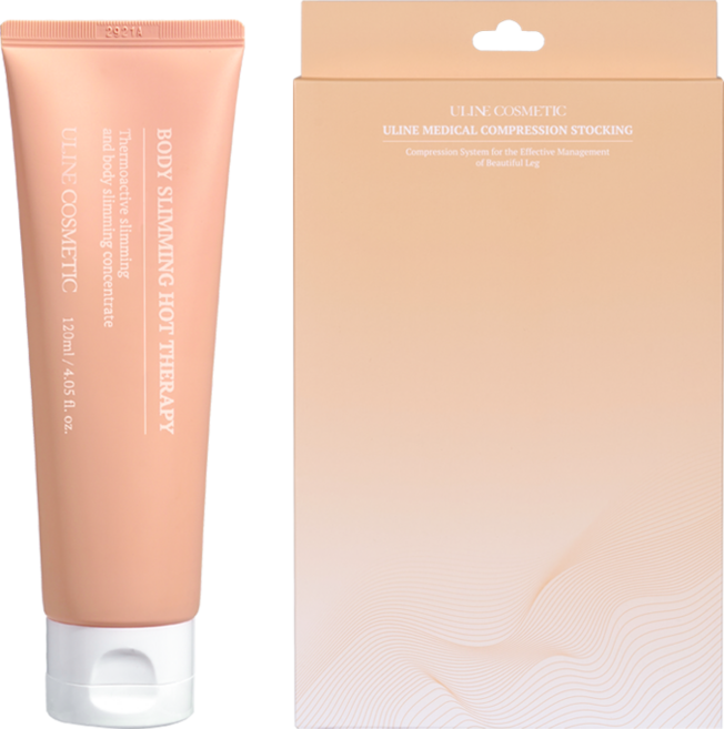 [유라인코스메틱] 셀룰라이트 ppc 웜업 지방분해 크림 & 의료용 압박스타킹, 허벅지형, 1개