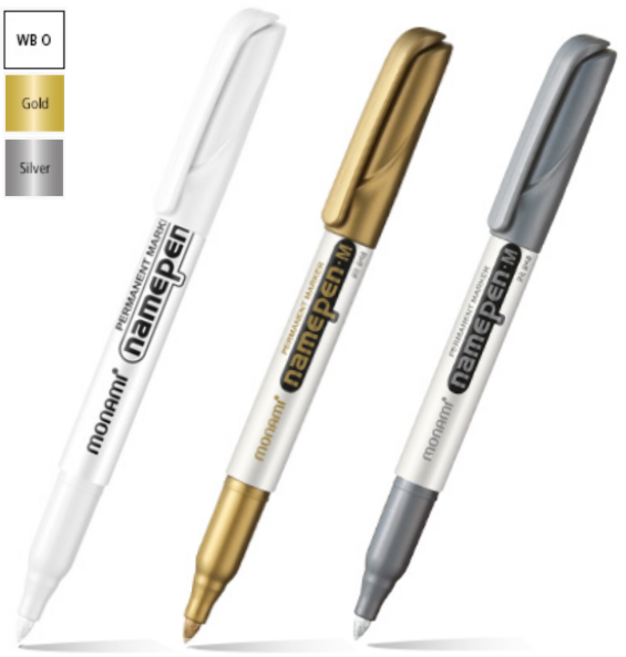 LABU 골드 실버 화이트 고급형 네임펜 세트, 1팩, 금색+은색+흰색