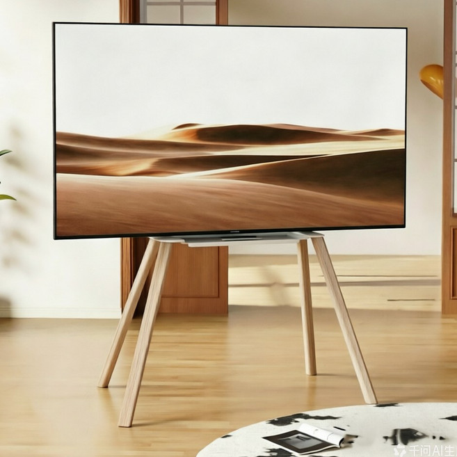 FANOBO 원목 아트 TV 거치대, 화이트, 1개