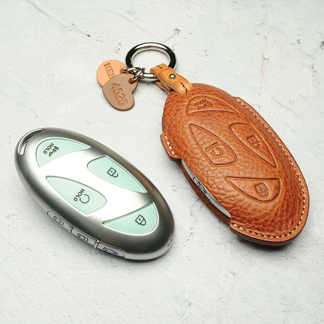 KEINZ 현대 넥쏘 스마트키케이스 Mango 키홀더, 넥쏘-Mango, 캐러멜탄