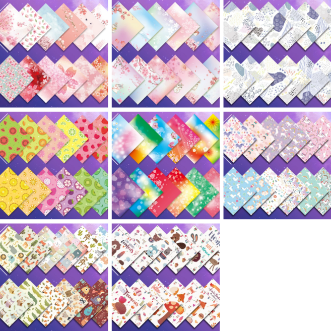 트윈은 중복없는 무늬 패턴 양면 색종이 48장 종이접기 미술 교육용, 1팩, 48색