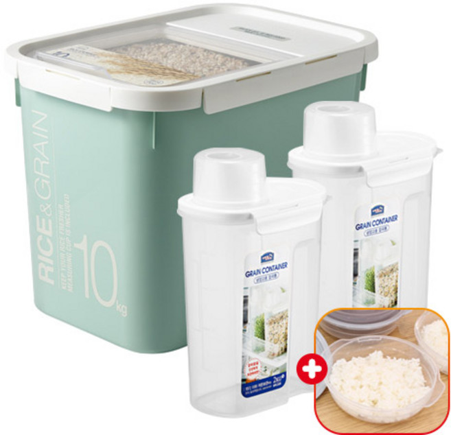락앤락 쌀통+잡곡통 세트 (계량컵+제습제) - 도어포켓 인터락보관함 냉장고정리용기 분유.세제.밀가루수납, 혼합, 1개
