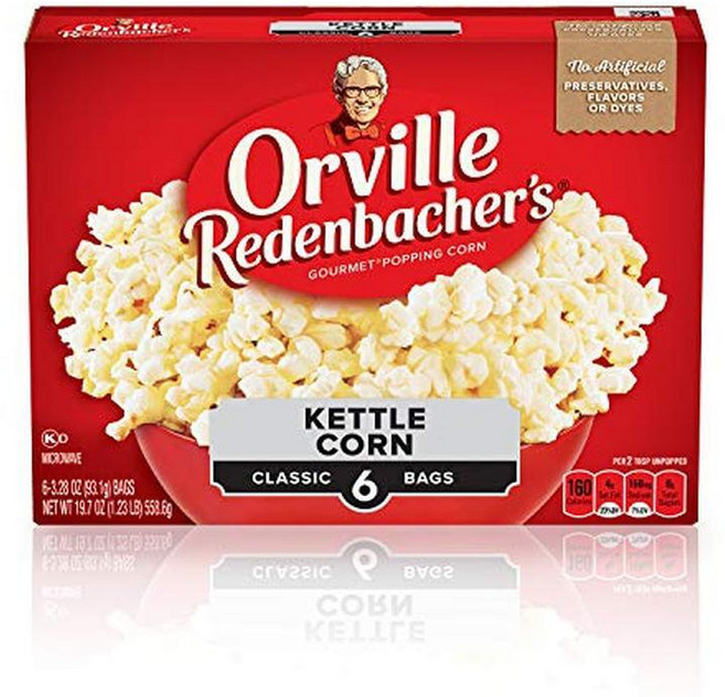 Orville Redenbacher's Kettle Corn 전자레인지 팝콘 93g(3.3온스) 6개입, 93g, 1개