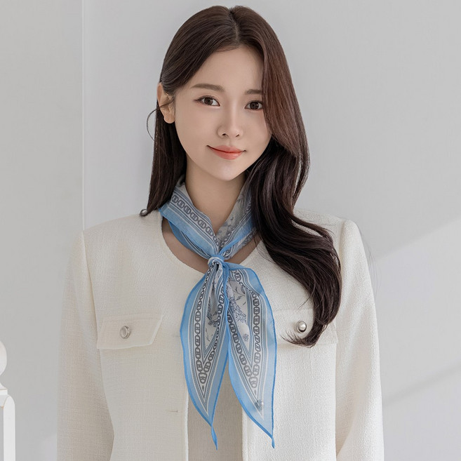 프롬코 여성 가벼운 봄 여름 플라워 마름모 쁘띠 스카프 FRCS7