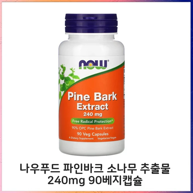 나우푸드 파인 바크 추출물 240mg 베지 캡슐 글루텐 프리 비건, 1개 - 쿠팡