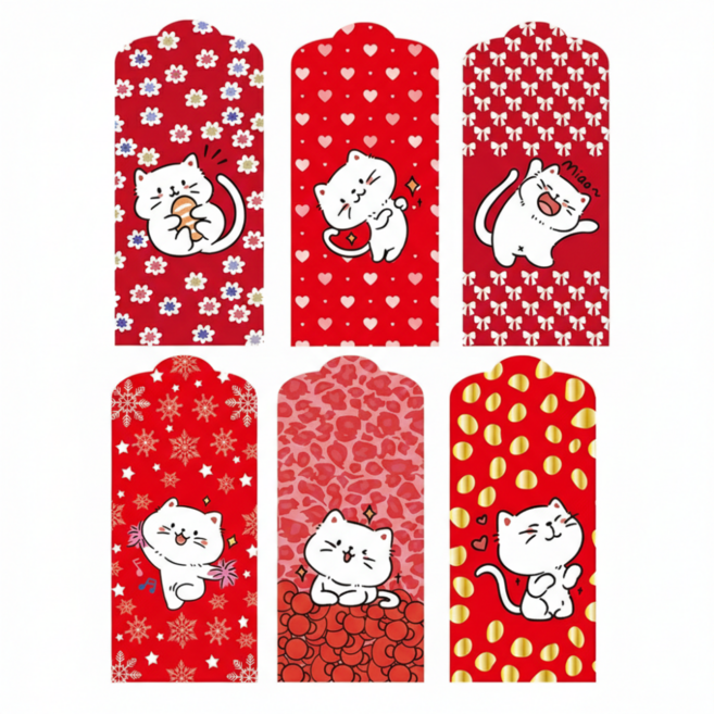 럭키리우 용돈봉투 세뱃돈봉투 6매 세트, 6개, 냥냥이