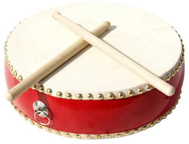 미니 작은북 국악 연습용 입문용 리듬 타악기 사물놀이, 7인치 (약 23x8.5cm) 나무 막대 포함