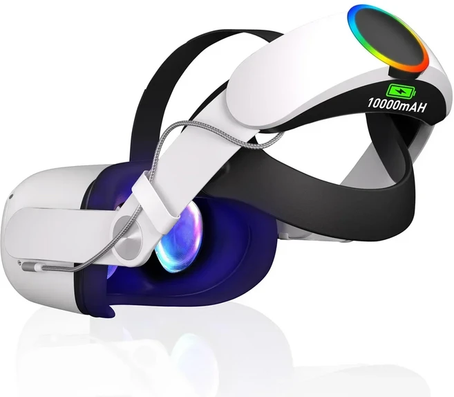 메타 퀘스트 2용 헤드 스트랩 10000mAh 배터리 포함 교체 VR 액세서리 조절 가능 편안함 충전, 02 Q8L