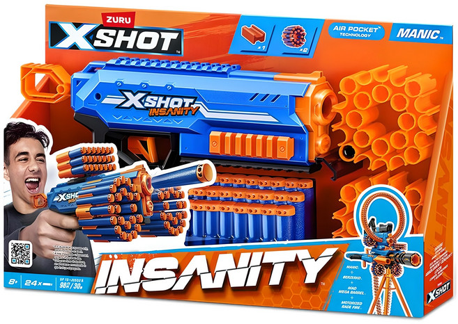 엑스샷 인새니티 매닉 유아동장난감총, 혼합색상, 1개