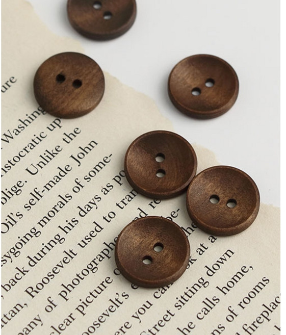 퀼트스타 원형 오목 나무단추 18mm_무광 브라운, 1세트