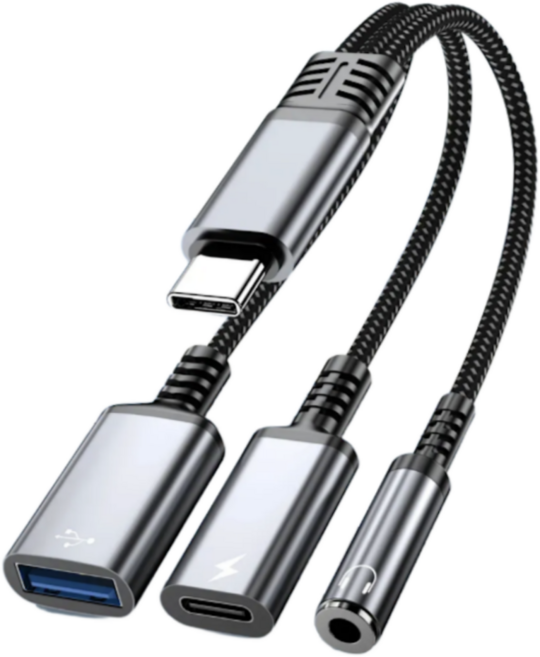 넥토 USB C타입 OTG 3.0 이어폰 충전 동시 변환 젠더, 1개, 그레이, 13cm