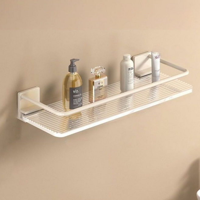 리틀보이 프리미엄 무타공 아크릴 욕실선반 스트라이프, 1개, 크림