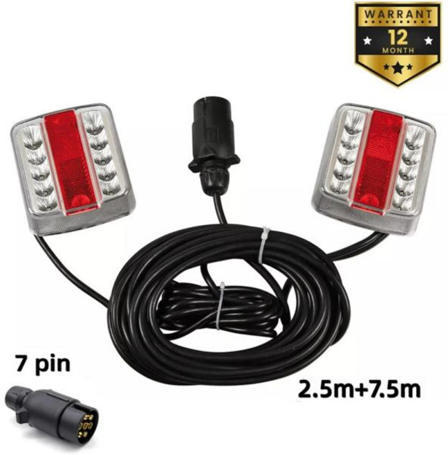트럭1 세트 후면 조합 견인 테일 라이트 12V 10m LED 트레일러 7 핀 브레이크 스톱 램프 라이센스 번호 플
