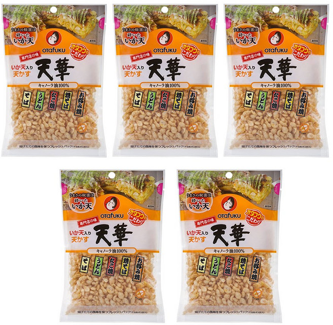 오타후쿠 이카텐 텐까스 오징어맛 우동 후레이크, 5개, 50g