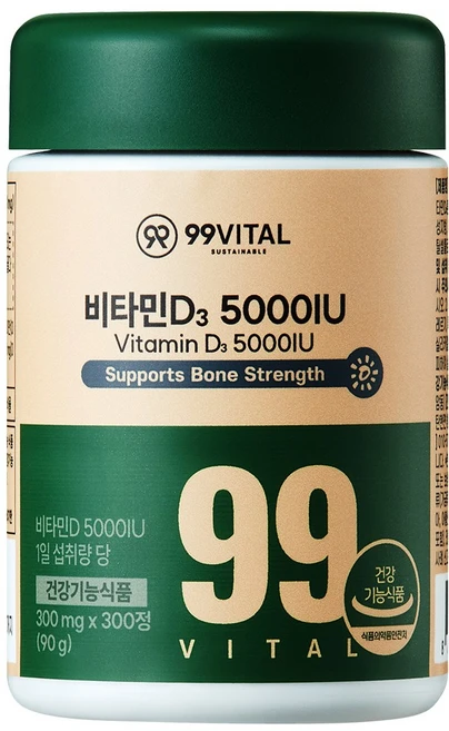 99바이탈 비타민D3 5000IU, 1개, 300정 - 쿠팡