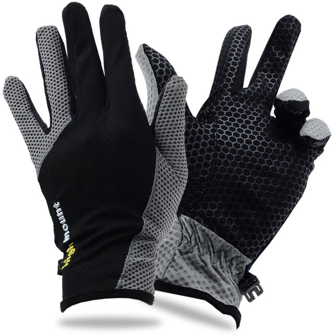 지원군몰 쿨 메쉬 여름 남성 등산장갑, 검정, 1개