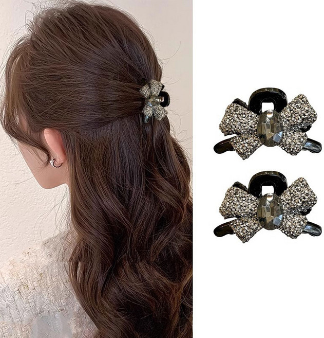 스카이미너리즈 반짝반짝 미니 큐빅 리본 집게핀 2p 세트