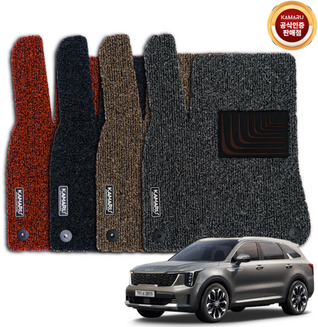 더뉴 쏘렌토 페이스리프트 코일매트 카마루 매트 1열+2열 5인승 쏘렌토 MQ4 F/L, 블랙, 5인승 하이브리드