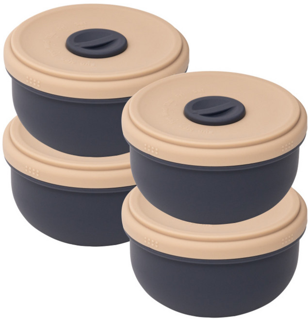 네오실리 라이스타임팩 국산 프리미엄 실리콘 냉동밥 원형 용기, 4개, 250ml 버터옐로우