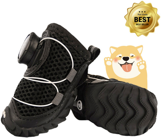 누누마켓 미끄럼방지 논슬립 사이즈조절 강아지 산책 신발, 블랙, 1개