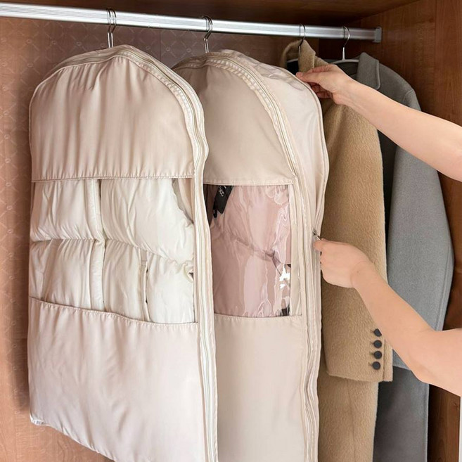 지퍼만 잠그면 부피가 절반! 신개념 패딩 코트 옷 수납 압축 가방 파우치, 1개, 1개입