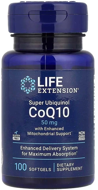 라이프 익스텐션 슈퍼 유비퀴놀 CoQ10 50mg 100소프트젤, 라이프 익스텐션 Life Extension, 미토콘드리, 1개, 100정 - 쿠팡