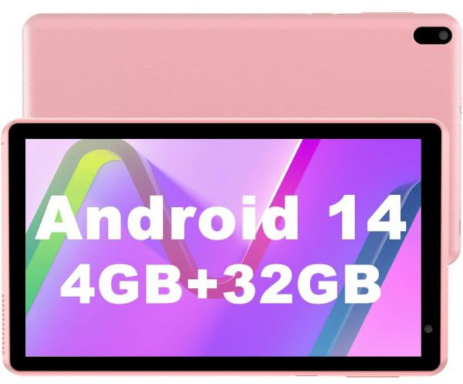 BYANDBY 태블릿 7인치 안드로이드 140 4GB+32GB 저장공간 1TB 확장 가능 쿼드코어 와이파이 GMS 인증 듀얼 카메라 교육용 게임용 블랙, Pink